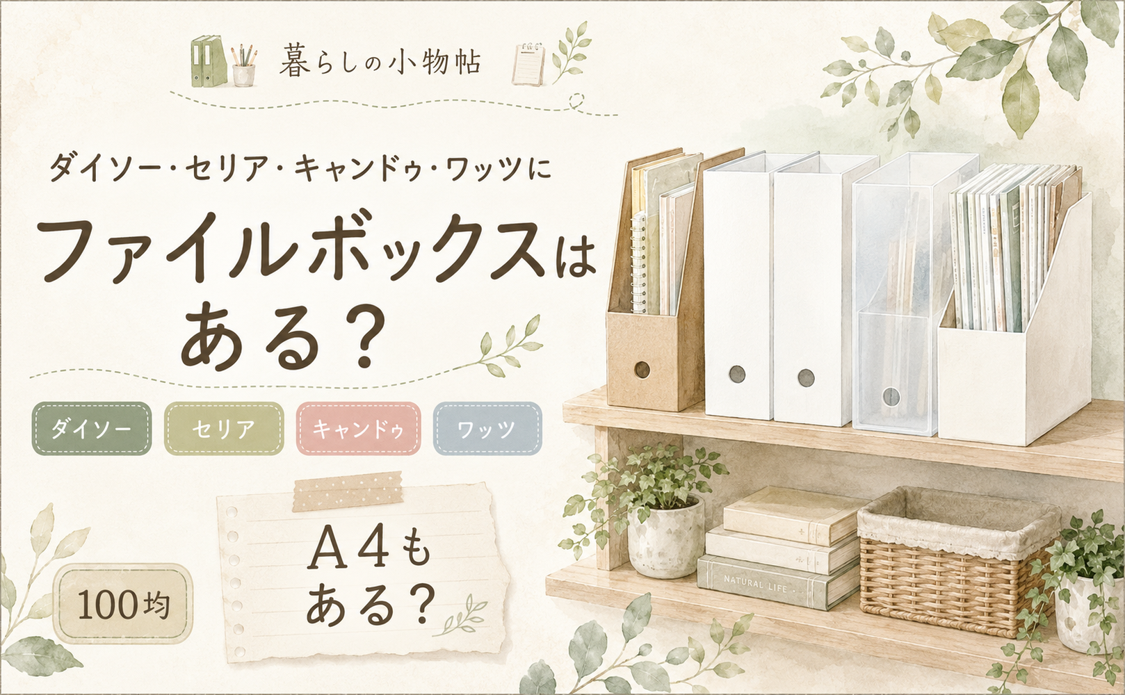 ファイルボックスは100均で売ってる?ダイソー・キャンドゥ・ワッツの販売状況