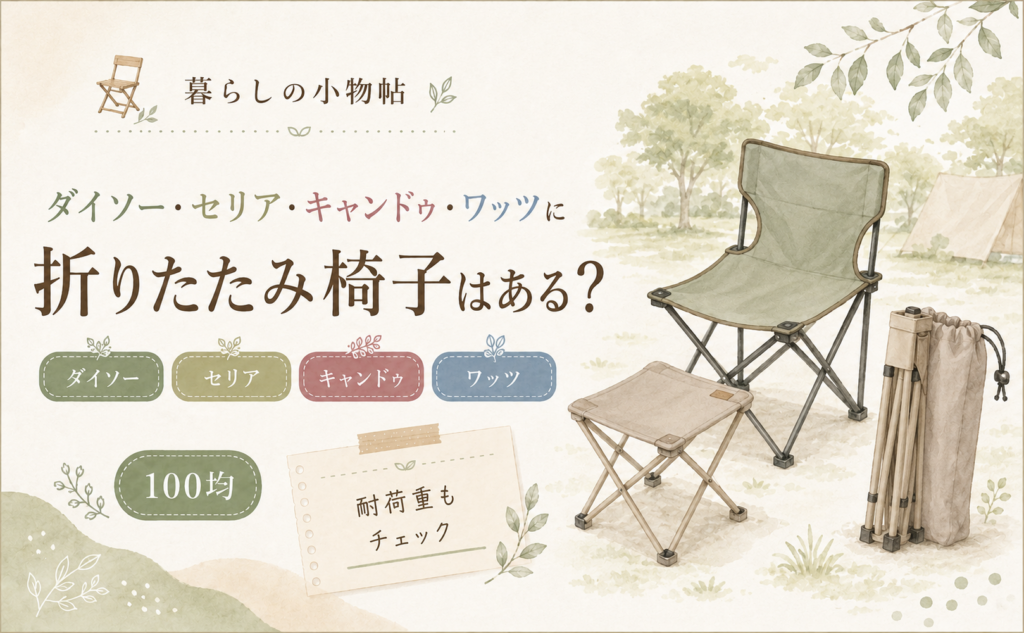 折りたたみ椅子は100均で売ってる？ダイソー・キャンドゥ・ワッツの販売状況と耐荷重の注意