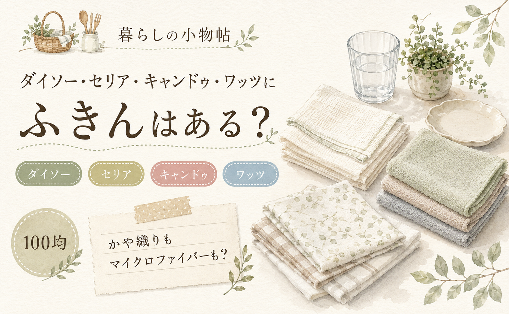 ふきんは100均で売ってる？ダイソー・キャンドゥ・ワッツの販売状況