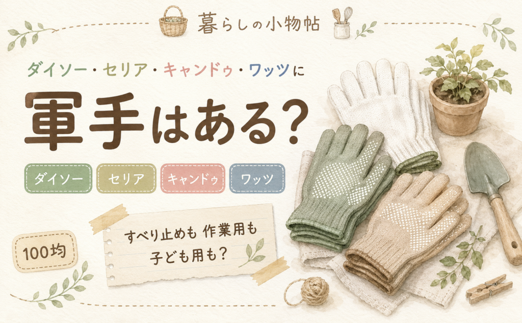 軍手は100均で売ってる？ダイソー・キャンドゥ・ワッツの販売状況