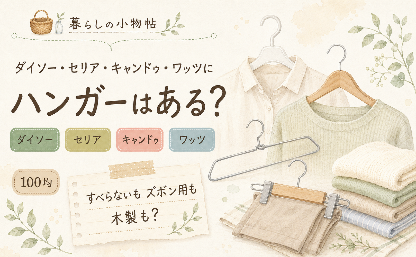 ハンガーは100均で売ってる？ダイソー・キャンドゥ・ワッツの販売状況