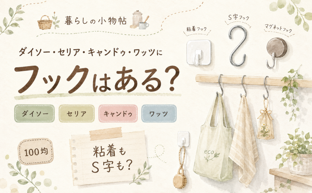 フックは100均で売ってる？ダイソー・キャンドゥ・ワッツの販売状況
