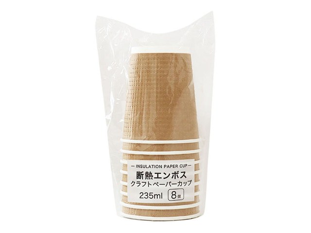 キャンドゥの断熱エンボスクラフトペーパーカップ(110円)の商品画像