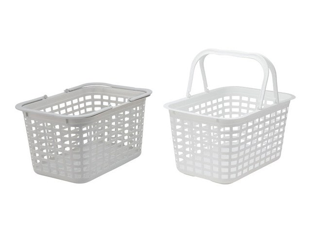 ダイソーのハンドル付きバスケット(330円)の商品画像